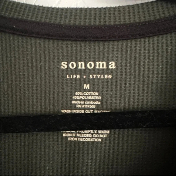 Size M Sonoma Olive Green Thermal Sleep Set Pandas Pyjamas - Picture 2 of 3